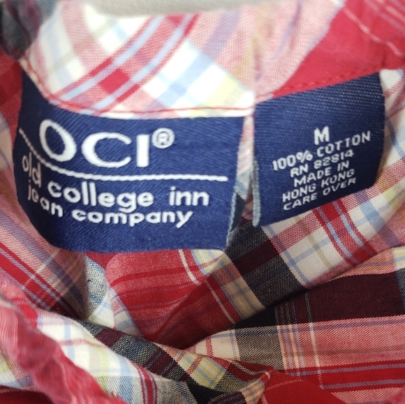 OCI Red Multicolored Spagetti Strap Cotton Cropped Shirt Sz M - Picture 6 of 9